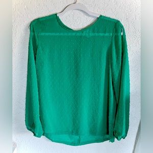 J.Crew Factory sheer Swiss dot cold shoulder blouse - Green